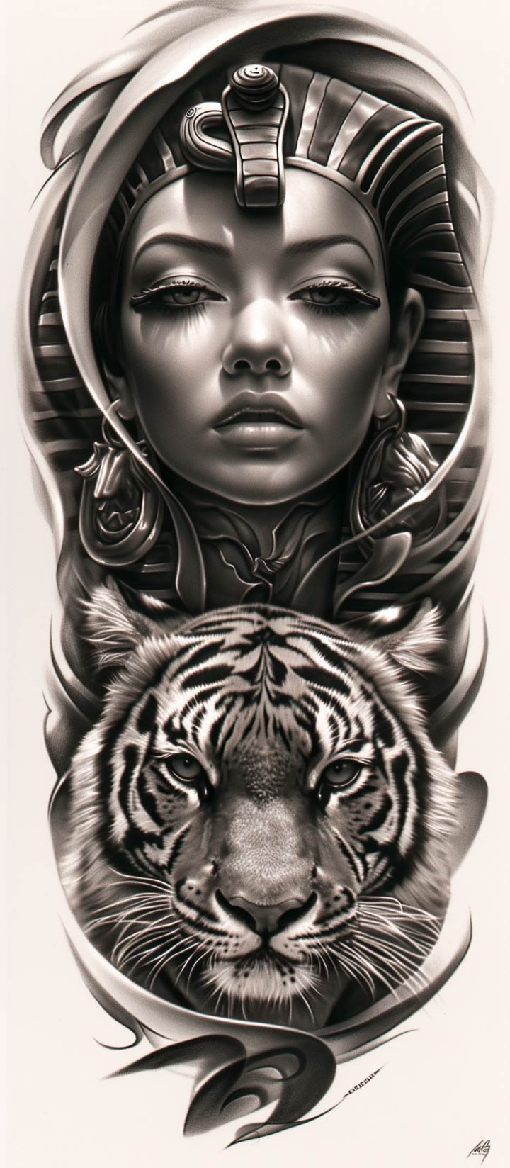 ludgerarts_egypt_pharaoh_woman__tiger__face_and_arm_black_and_g_9d72a762-8a2e-4739-a8e8-b18a8e4b2d3b